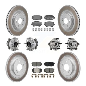 Front Rear Hub Bearing Coated Disc Brake Rotor & Pad Kit (10Pc) For Hyundai Sonata Kia K5 KBB-133279
