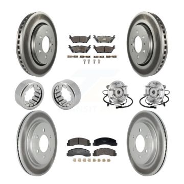 Front Rear Hub Bearing Coated Brake Rotor Pad Shoe Kit (10Pc) For 18-20 Ford F-150 Raptor KBB-133340