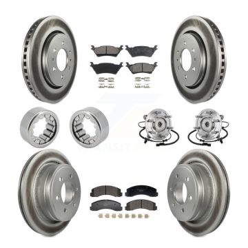 Front Rear Hub Bearing Coated Brake Rotor Pad Shoe Kit (10Pc) For 18-20 Ford F-150 Raptor KBB-133341