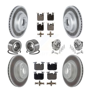 Front Rear Hub Bearing Coated Disc Brake Rotor & Pad Shoe Kit (10Pc) For BMW M240i xDrive KBB-133343