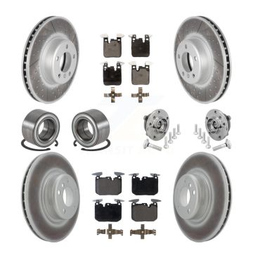 Front Rear Hub Bearing Coated Disc Brake Rotor & Pad Shoe Kit (10Pc) For BMW M240i xDrive KBB-133344