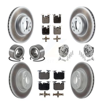 Front Rear Hub Bearing Coated Disc Brake Rotor & Pad Shoe Kit (10Pc) For BMW M240i xDrive KBB-133345