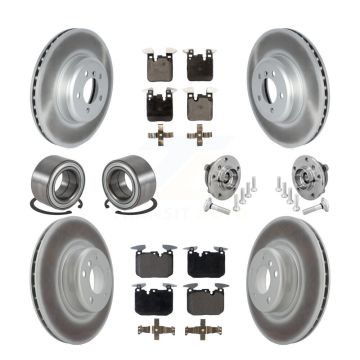 Front Rear Hub Bearing Coated Disc Brake Rotor & Pad Shoe Kit (10Pc) For BMW M240i xDrive KBB-133346