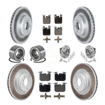 Front Rear Hub Bearing Coated Disc Brake Rotor & Pad Shoe Kit (10Pc) For BMW M240i xDrive KBB-133347