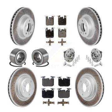 Front Rear Hub Bearing Coated Disc Brake Rotor & Pad Shoe Kit (10Pc) For BMW M240i xDrive KBB-133348