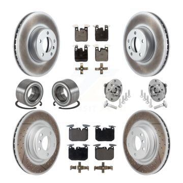Front Rear Hub Bearing Coated Disc Brake Rotor & Pad Shoe Kit (10Pc) For BMW M240i xDrive KBB-133349