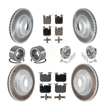 Front Rear Hub Bearing Coated Disc Brake Rotor & Pad Shoe Kit (10Pc) For BMW M240i xDrive KBB-133350