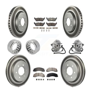 Front Rear Hub Bearing Coat Brake Rotor Pads Shoe Kit (10Pc) For 2015-2017 Ford F-150 RWD KBB-133352
