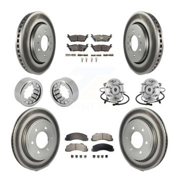 Front Rear Hub Bearings Coated Disc Brake Rotors And Pads Shoes Kit (10Pc) For Ford F-150 KBB-133354