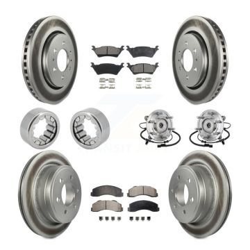 Front Rear Hub Bearings Coated Disc Brake Rotors And Pads Shoes Kit (10Pc) For Ford F-150 KBB-133355