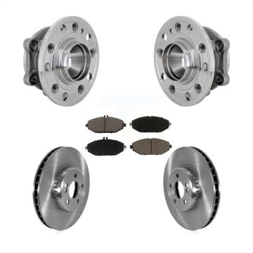 Front Hub Bearing Brake Rotor Pads Kit For 15-20 Mercedes-Benz C300 Without Sport Package KBB-133382