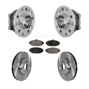 Front Hub Bearing Brake Rotor Pads Kit For 15-20 Mercedes-Benz C300 Without Sport Package KBB-133417