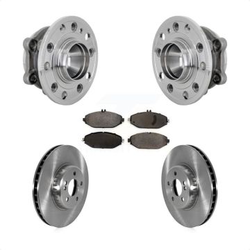Front Hub Bearing Brake Rotor Pads Kit For 15-20 Mercedes-Benz C300 Without Sport Package KBB-133480