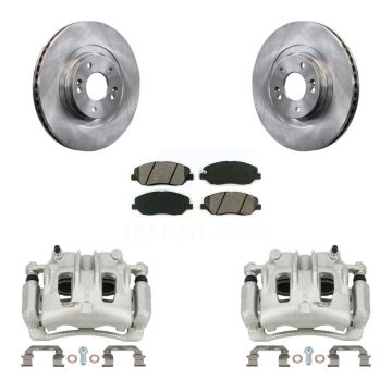 Front Brake Caliper Rotor & Semi-Metallic Pad Kit For 2013-2016 Hyundai Santa Fe XL 3.3L KC8-100005S