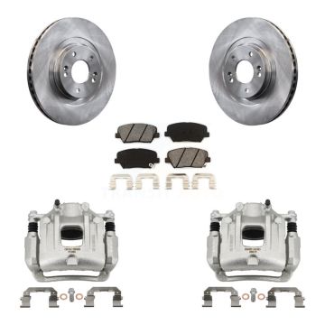Front Brake Caliper Rotors Semi-Metallic Pad Kit For 14-15 Kia Sorento Limited with 3.3L KC8-100006S