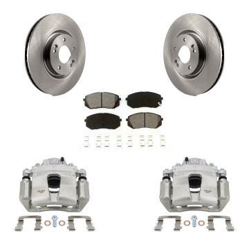 Front Brake Caliper Rotors Semi-Metallic Pad Kit For Hyundai Sonata 1.6L with GAS engine KC8-100024S