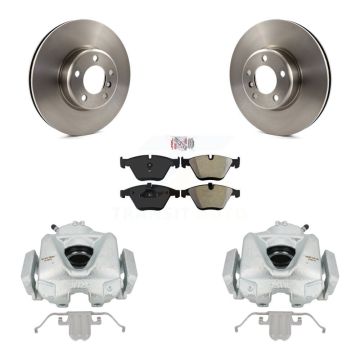 Front Disc Brake Caliper Rotor Semi-Metallic Pad Kit For 2013 BMW 328i Convertible/Coupe KC8-100025N