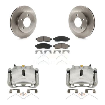 Front Disc Brake Caliper Rotor Ceramic Pad Kit For 2004 Ford F-150 4WD With 5 Lug Wheels KC8-100027C