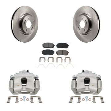 Front Disc Brake Caliper Rotors And Semi-Metallic Pads Kit For Hyundai Sonata Kia Optima KC8-100029S