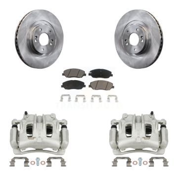 Front Disc Brake Caliper Rotors & Ceramic Pad Kit For 2013-2016 Hyundai Santa Fe XL 3.3L KC8-100032C