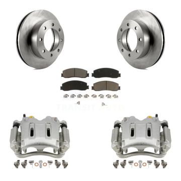 Front Disc Brake Caliper Rotors And Ceramic Pads Kit For Ford F-350 Super Duty F-250 4WD KC8-100035C