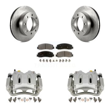 Front Disc Brake Caliper Rotor Semi-Metallic Pad Kit For Ford F-250 Super Duty F-350 4WD KC8-100035P
