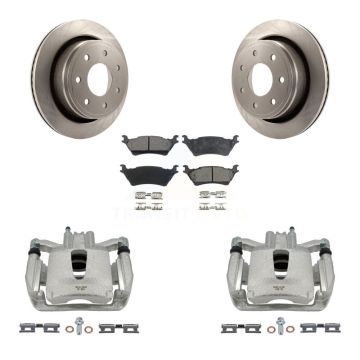 Rear Disc Brake Caliper Rotor Ceramic Pad Kit For 2012-2014 Ford F-150 With 7 Lug Wheels KC8-100035T