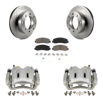 Front Disc Brake Caliper Rotors And Ceramic Pads Kit For Ford F-250 Super Duty F-350 4WD KC8-100036C