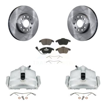 Front Brake Caliper Rotor & Ceramic Pad Kit For Volkswagen Jetta Golf Beetle Audi Eos A3 KC8-100042C
