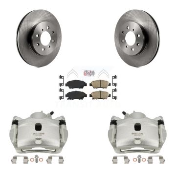 Front Disc Brake Caliper Rotors And Ceramic Pads Kit For 2014 Honda Fit LX Sport DX KC8-100042N