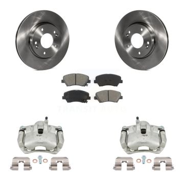 Front Brake Caliper Rotors Semi-Metallic Pad Kit For Hyundai Elantra GT Kia Forte Forte5 KC8-100042S