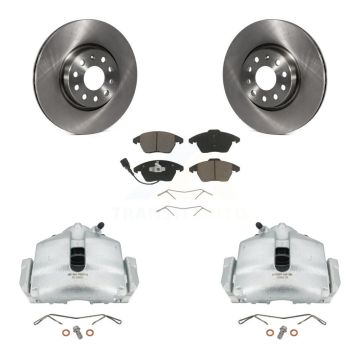 Front Brake Caliper Rotor Ceramic Pad Kit For Volkswagen Jetta Beetle GTI Audi Eos CC A3 KC8-100043C