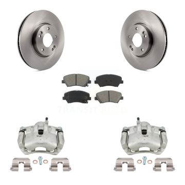 Front Brake Caliper Rotor Semi-Metallic Pad Kit For Kia Forte SX With 15" Factory Wheels KC8-100043S