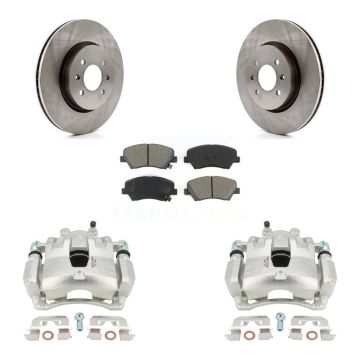 Front Brake Caliper Rotor Semi-Metallic Pad Kit For 2017 Kia Rio With 14" Factory Wheels KC8-100050S