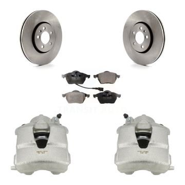 Front Disc Brake Caliper Rotors & Semi-Metallic Pad Kit For Volkswagen Jetta Golf Beetle KC8-100058P