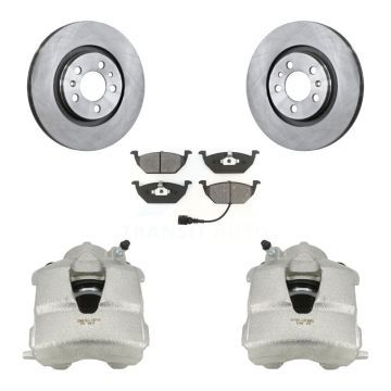 Front Brake Caliper Rotors & Semi-Metallic Pad Kit For Volkswagen Jetta Beetle Golf City KC8-100058S