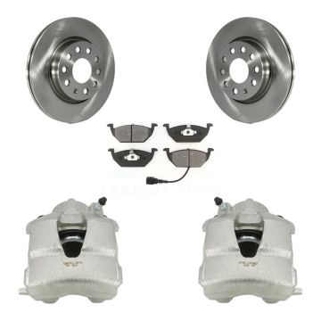 Front Disc Brake Caliper Rotors And Semi-Metallic Pads Kit For Volkswagen Jetta KC8-100061S