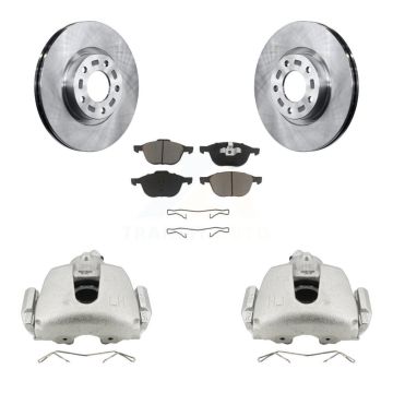 Front Disc Brake Caliper Rotors & Ceramic Pad Kit For 2010 Mazda 3 Sport GS GT with 2.5L KC8-100069C