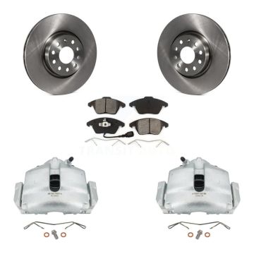 Front Brake Caliper Rotor Semi-Metallic Pad Kit For Volkswagen Jetta Beetle GTI Audi Eos KC8-100069S