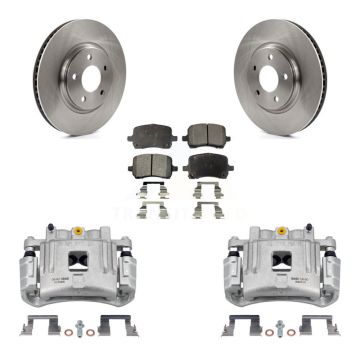 Front Brake Caliper Rotors Semi-Metallic Pad Kit For Pontiac G6 With Dual Piston KC8-100080P