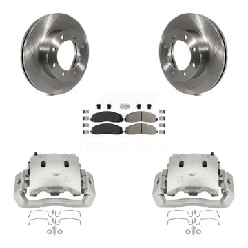 Front Disc Brake Caliper Rotors And Semi-Metallic Pads Kit For Ford F-450 Super Duty KC8-100081N
