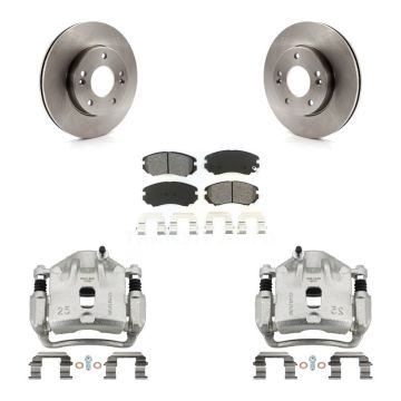 Front Disc Brake Caliper Rotors And Semi-Metallic Pads Kit For 2010-2011 Kia Soul 1.6L KC8-100088S