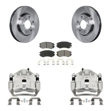 Front Disc Brake Caliper Rotors And Semi-Metallic Pads Kit For 2010-2011 Kia Soul 2.0L KC8-100089S
