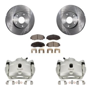 Front Disc Brake Caliper Rotors And Semi-Metallic Pads Kit For 2007 Honda Accord 2.4L KC8-100091P