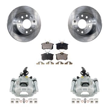 Rear Disc Brake Caliper Rotors And Ceramic Pads Kit For Volkswagen Jetta Beetle KC8-100093T