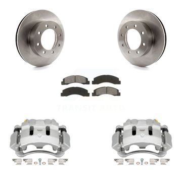 Front Disc Brake Caliper Rotor And Semi-Metallic Pad Kit For Ford F-350 Super Duty F-250 KC8-100094S