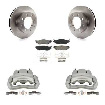 Front Disc Brake Caliper Rotor Semi-Metallic Pad Kit For Ford E-550 Super Duty Econoline KC8-100096S