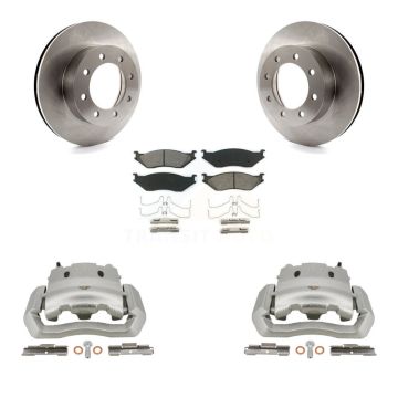 Front Disc Brake Caliper Rotor Semi-Metallic Pad Kit For Ford E-550 Super Duty Econoline KC8-100097S