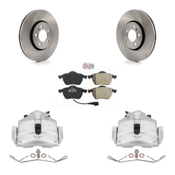 Front Disc Brake Caliper Rotor Semi-Metallic Pad Kit For 2006 Volkswagen Jetta 2.5L/1.9L KC8-100107N