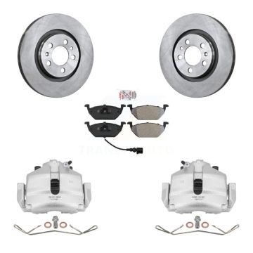 Front Disc Brake Caliper Rotor Semi-Metallic Pad Kit For 2006 Volkswagen Jetta 2.5L/1.9L KC8-100109N